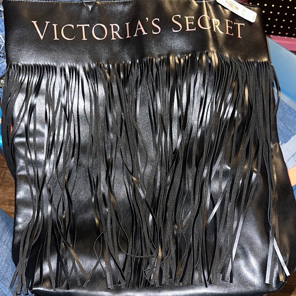 Victoria's Secret Black Fringe Tote